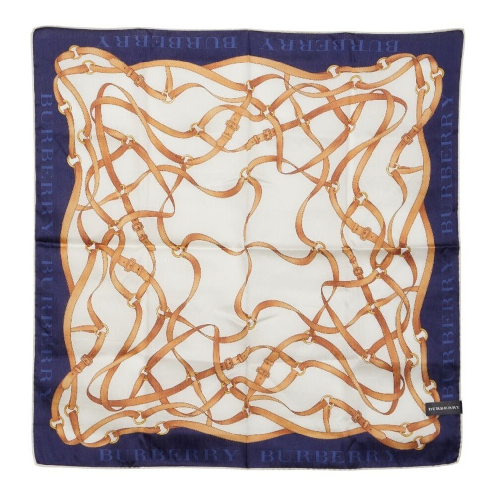 Burberry Logo Belt Motif Scarf/Muffler, White/Multicolor Cotton, Women's, BUR...